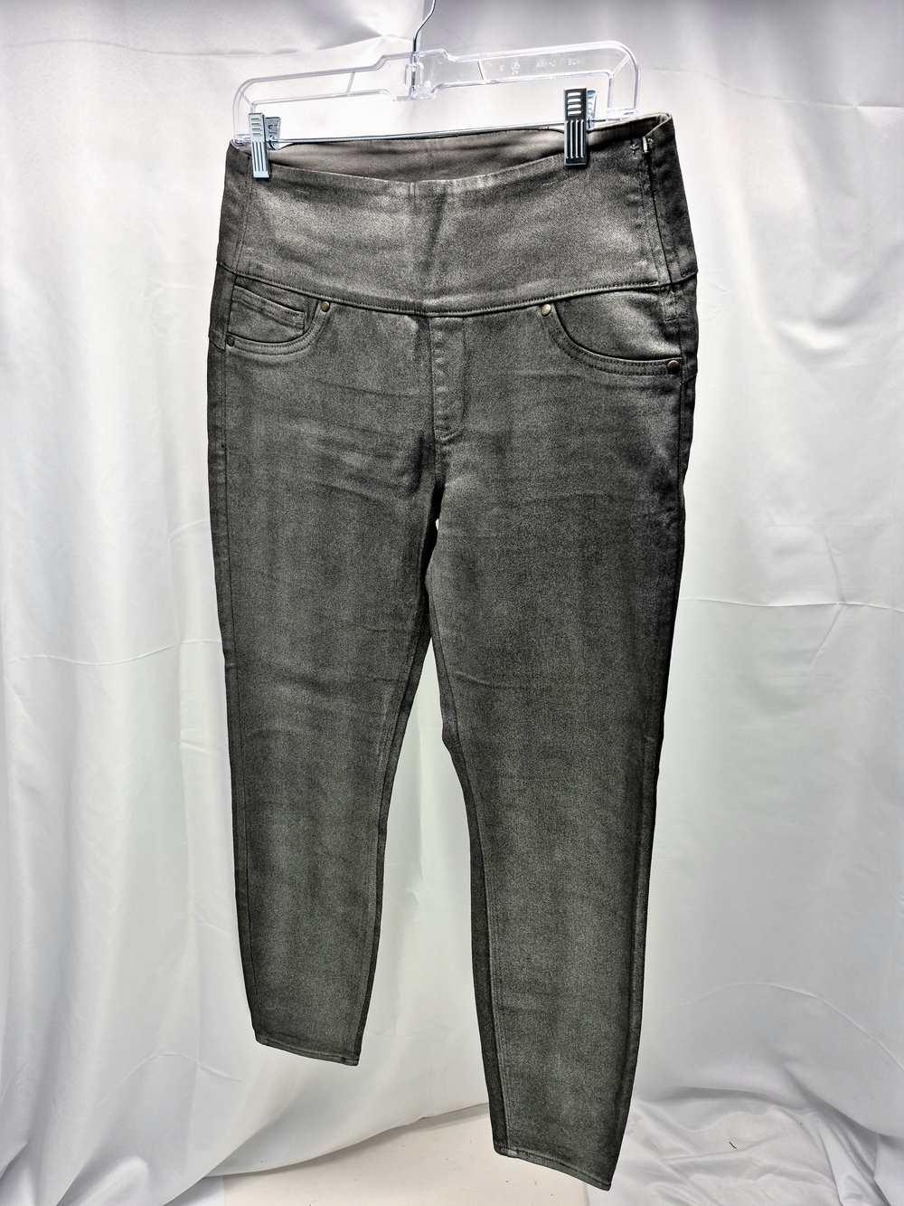 NWOT SPANX Sara Blakely Metallic Coated Pull-On Skinny Jeggings Large